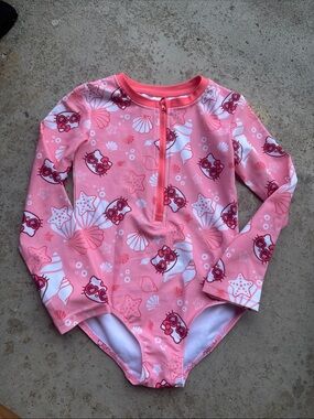 Hello Kitty Pink Seashell Long-Sleeve One-Piece Swimsuit